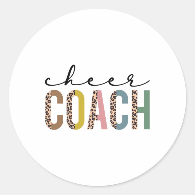 Cheer Coach Leopard Cheerleading Props Cute Cheer  Classic Round Sticker (Front)