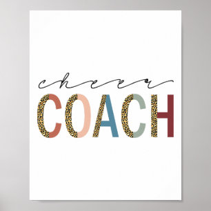 Cheer Coach Leopard Props Cute Cheer Cheerleading Poster