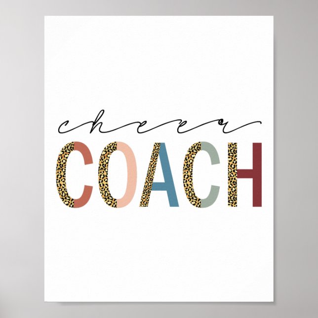 Cheer Coach Leopard Props Cute Cheer Cheerleading  Poster (Front)