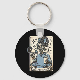 Cheer Coach Tarot Card Skeleton Cheerleading Coach Keychain