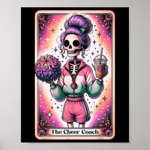 Cheer Coach Tarot Card Skeleton Coffee Cheerleadin Poster