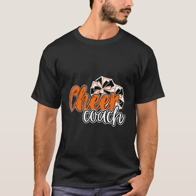 Cheer Coach Top Pom Poms Orange Mascot Colours Sch (Front)