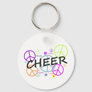 Cheer Coloured Peace Signs Keychain