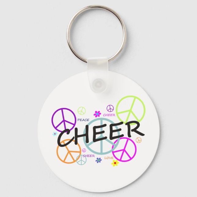 Cheer Coloured Peace Signs Keychain (Front)