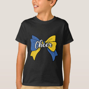 Cheer Coquette Bow Blue Yellow Cheerleader Cheerle T-Shirt