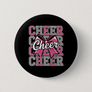 Cheer Coquette Bow Cheerleader Cheerleading Cheer 2 Inch Round Button