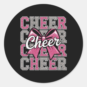 Cheer Coquette Bow Cheerleader Cheerleading Cheer Classic Round Sticker