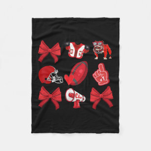 Cheer Coquette Bow Football Mom Game Day Christmas Fleece Blanket