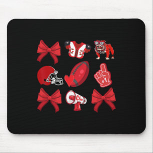 Cheer Coquette Bow Football Mom Game Day Christmas Mouse Pad