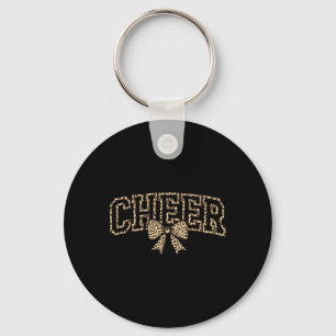 Cheer Coquette Bow Leopard Cheerleader Mom Cheerle Keychain