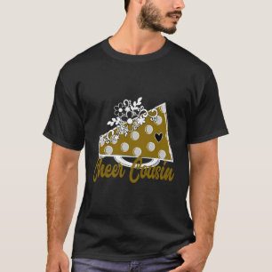 Cheer Cousin Shirt Gold Megaphone Heart Flower Acc
