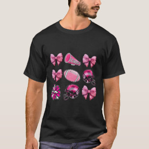 Cheer Cute Coquette Bow Footll Breast Cancer Aware T-Shirt