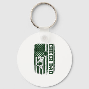 Cheer Dad American Flag Vintage Vector Design_1 Keychain