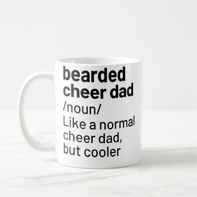 Cheer Dad Bearded Definition Cheerleading Funny Coffee Mug (Left)