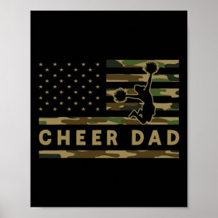 Cheer Dad Camo American Flag Cheerleader Supporter Poster