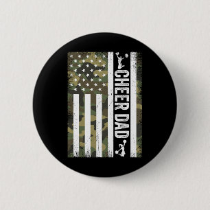 Cheer Dad Camo American Flag Fathers Day Cheerlead 2 Inch Round Button