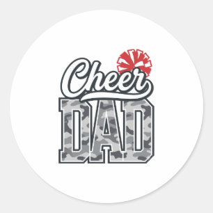 Cheer Dad Camo Pom Vintage Vector Design_1 Classic Round Sticker