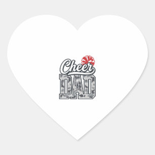 Cheer Dad Camo Pom Vintage Vector Design_1 Heart Sticker