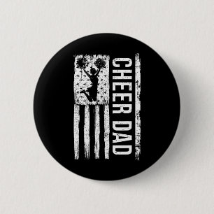 Cheer Dad Cheerleading American Flag Fathers Day C 2 Inch Round Button