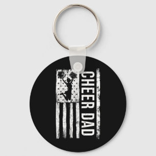 Cheer Dad Cheerleading American Flag Fathers Day C Keychain