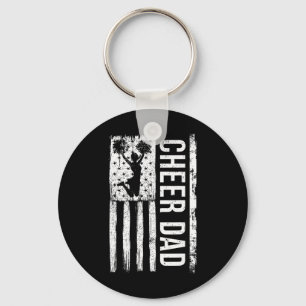 Cheer Dad Cheerleading American Flag Fathers Day C Keychain
