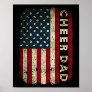 Cheer Dad Cheerleading American Flag Fathers Day C Poster