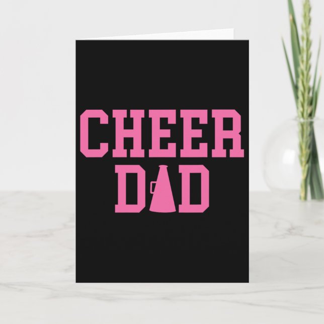Cheer Dad Cheerleading Pink  Card (Front)