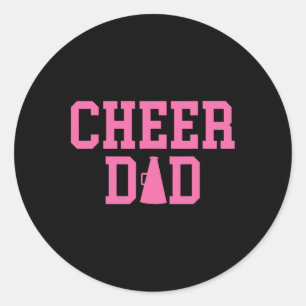 Cheer Dad Cheerleading Pink Classic Round Sticker