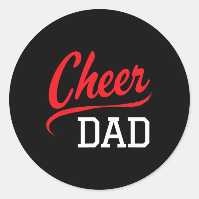 Cheer Dad Cheerleading Red  Classic Round Sticker (Front)