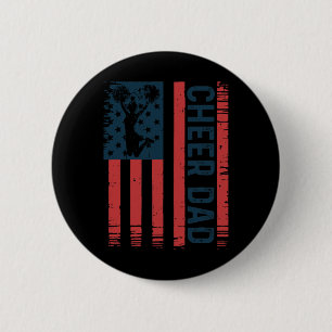 Cheer Dad Cheerleading Us American Flag Cheerleade 2 Inch Round Button