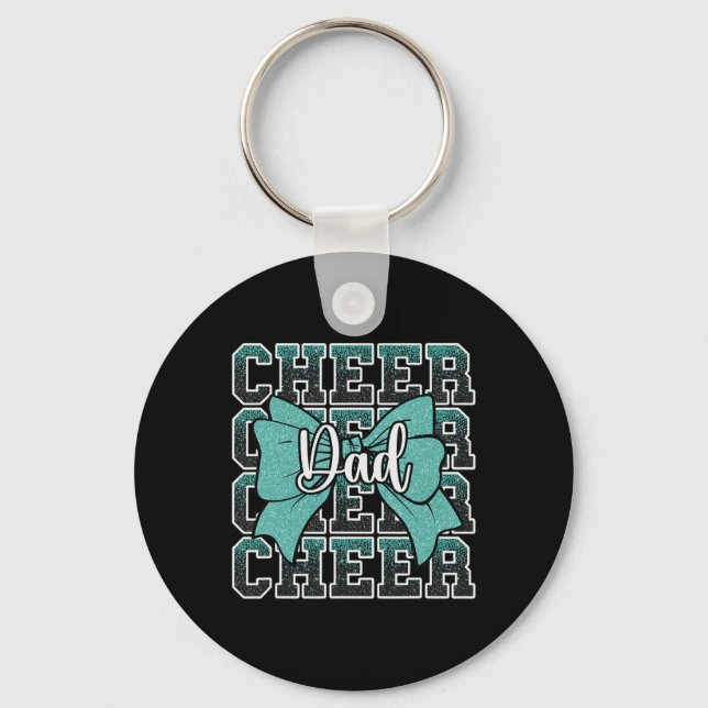Cheer Dad Daddy Bow Sport Cheerleader Cheerleading Keychain (Front)