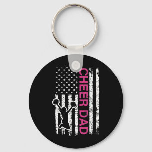 Cheer Dad Flag Pink Cheerleading  Keychain