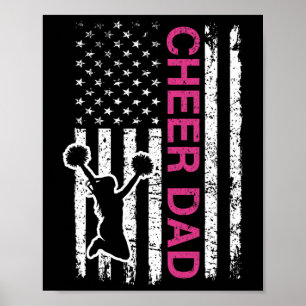 Cheer Dad Flag Pink Cheerleading Poster