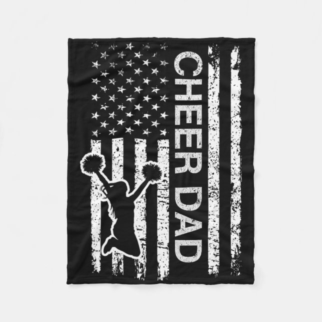 Cheer Dad Flag Royal Blue Cheerleading  Fleece Blanket (Front)