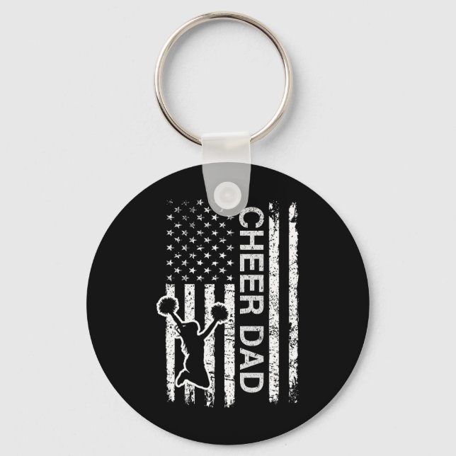 Cheer Dad Flag Royal Blue Cheerleading  Keychain (Front)