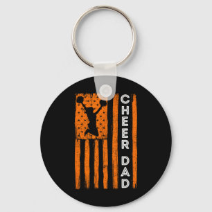 Cheer Dad Orange Cheerleading Flag Keychain
