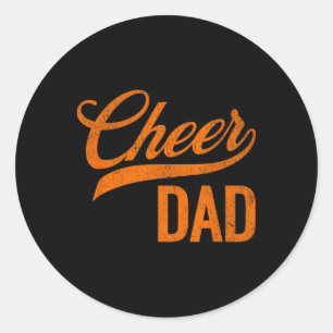 Cheer Dad Orange Cheerleading Matching Parents Classic Round Sticker