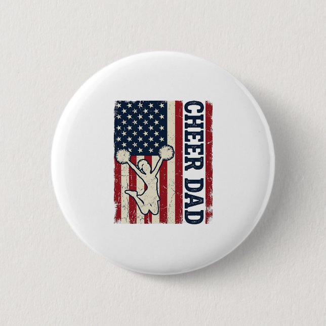 Cheer Dad Patriotic American Flag Vector Shirt Des 2 Inch Round Button (Front)