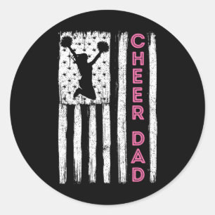 Cheer Dad Pink Cheerleading _1 Classic Round Sticker