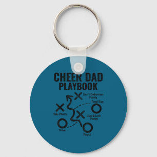Cheer dad playbook funny proud cheerleading menChe Keychain