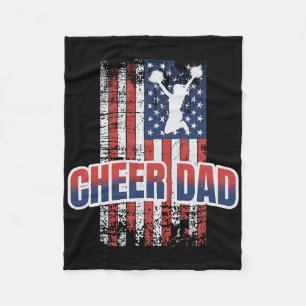 Cheer Dad Red White Blue Flag Cheerleading Fleece Blanket