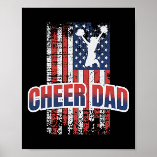 Cheer Dad Red White Blue Flag Cheerleading Poster