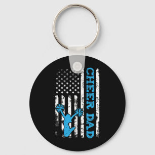 Cheer Dad Usa American Flag Cheerleader Dad Distre Keychain