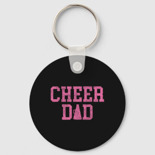 Cheer Dad Vintage Retro Cheerleading Pink Keychain