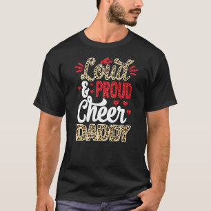 Cheer Daddy Biggest Fan Leopard Print And Pom Pom T-Shirt