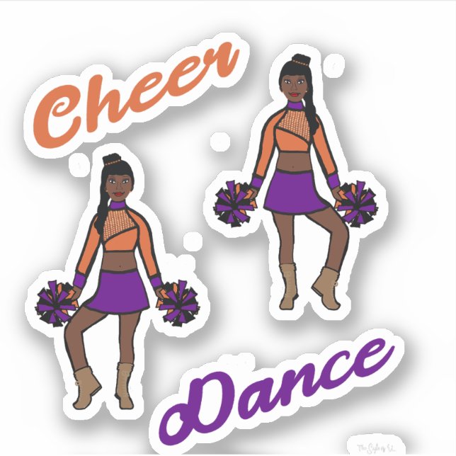 Cheer Dance Pom  Stickers (Purple  Orange) (Front)