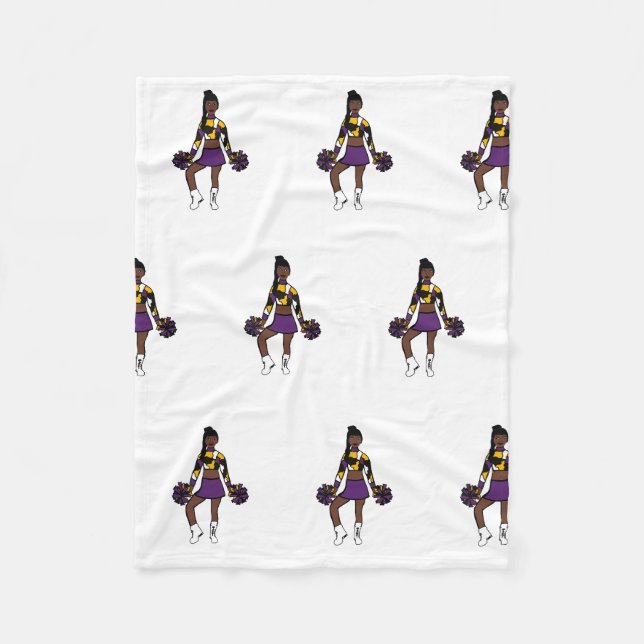 Cheer/ Dancer Fleece Blanket Purple Yellow Camo (Front)