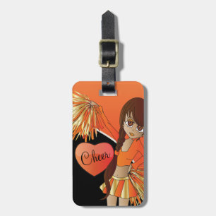Cheer Diva Orange Cheerleader Luggage Tag