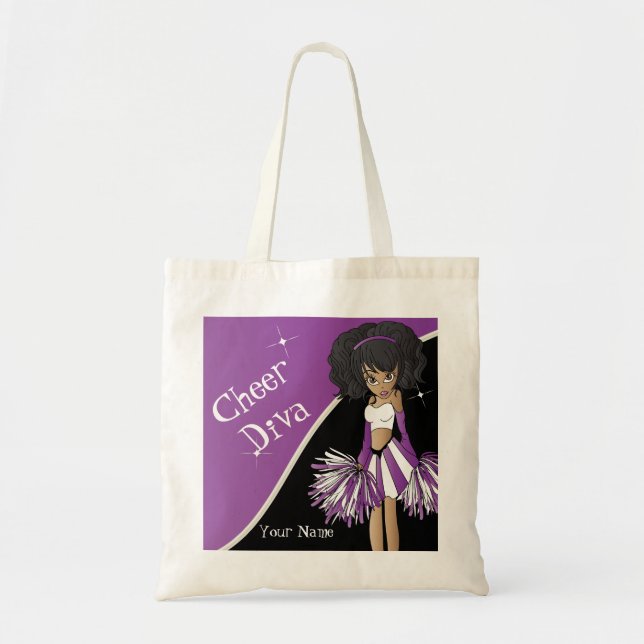 Cheer Diva Purple Cheerleader Girl Tote Bag (Front)