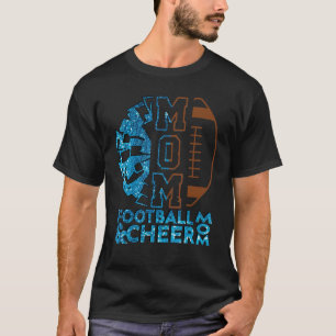 Cheer Football Cheerleading Mom Of Both Messy Bun T-Shirt